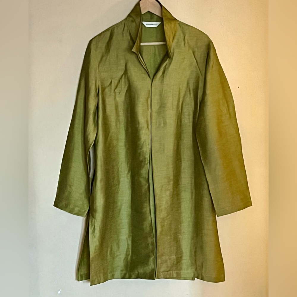 Eddie Bauer Olive Green Long Lightweight Coat